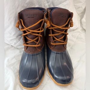 Sperry Navy and Brown Leather Boots